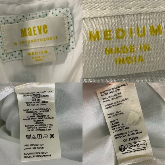 Anthropologie Maeve Halter Tiered Maxi Dress M White Green Seashell Resortwear - Picture 4 of 15